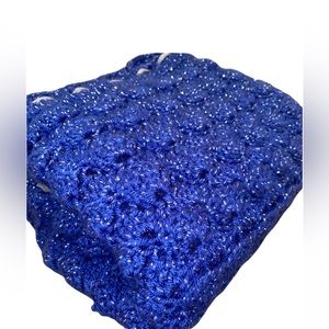 Handknit Crochet Throw Blanket 33X40”